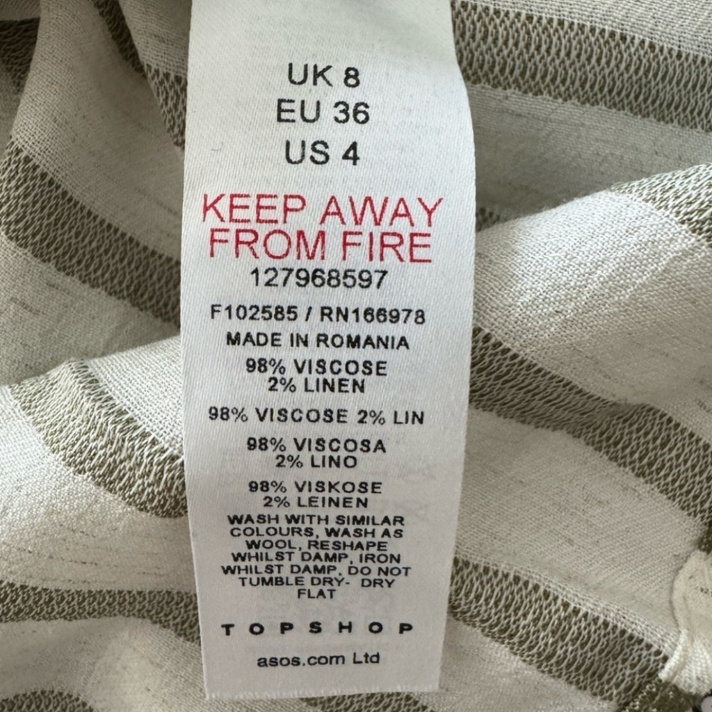 Topshop stripe wrap top in olive NWOT - Picture 9 of 9